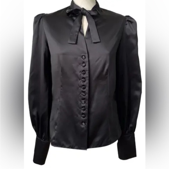 Tom Ford Black Satin Button-Down Blouse - Picture 2 of 11